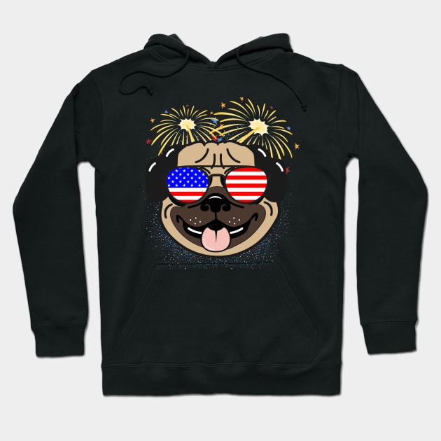 Cool Dog USA flag Patriotic 4th July independence day coolest shirt for july forth Hoodie by BoogieCreates